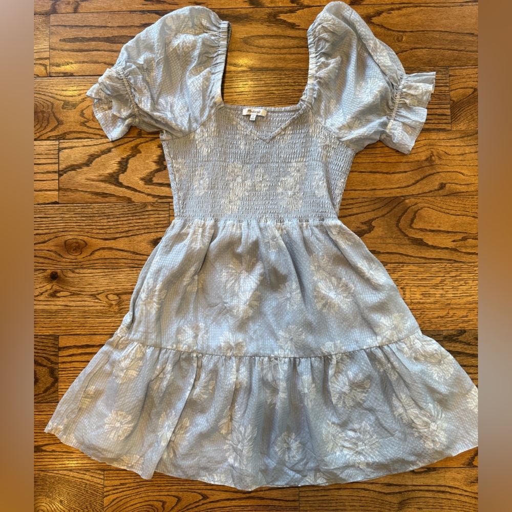 Madewell Light Blue Smocked Dress